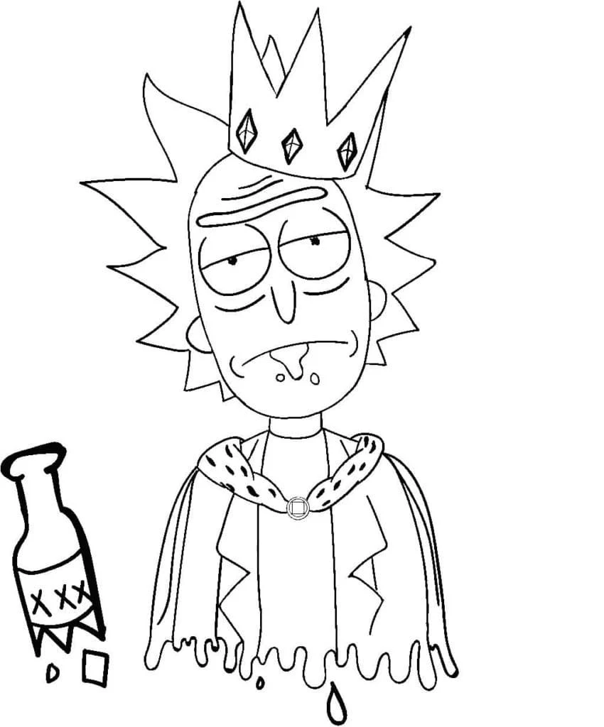 Rick Sanchez wearing a crown coloring page