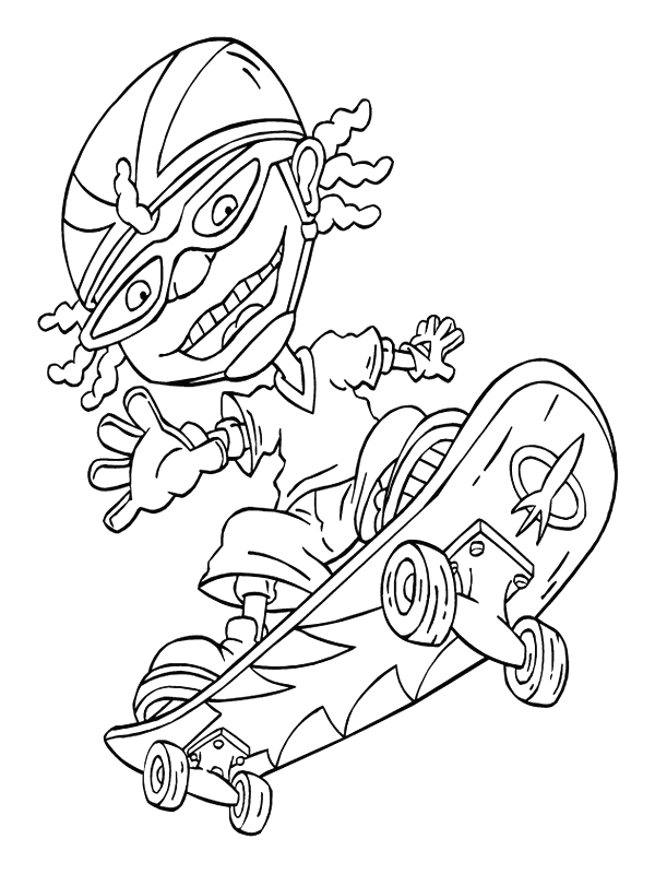 Rocket Power kid doing a skateboard trick coloring page