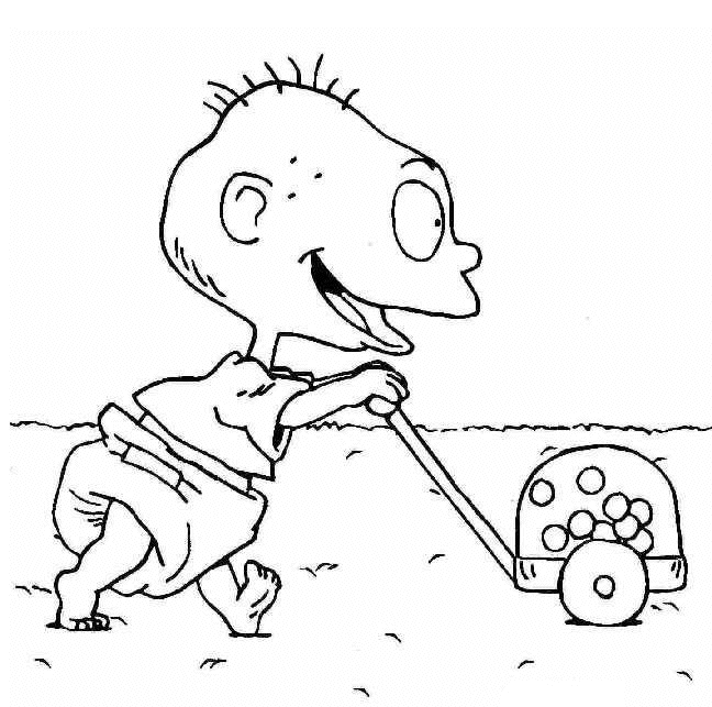 Tommy Pickles pushing his toy coloring page