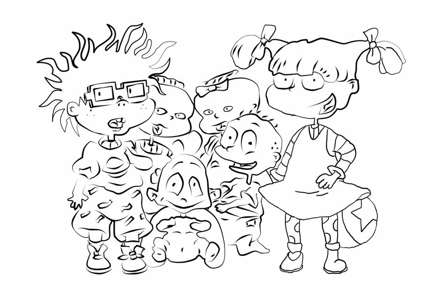 Rugrats gang posing together coloring page Rugrats gang posing together coloring page
