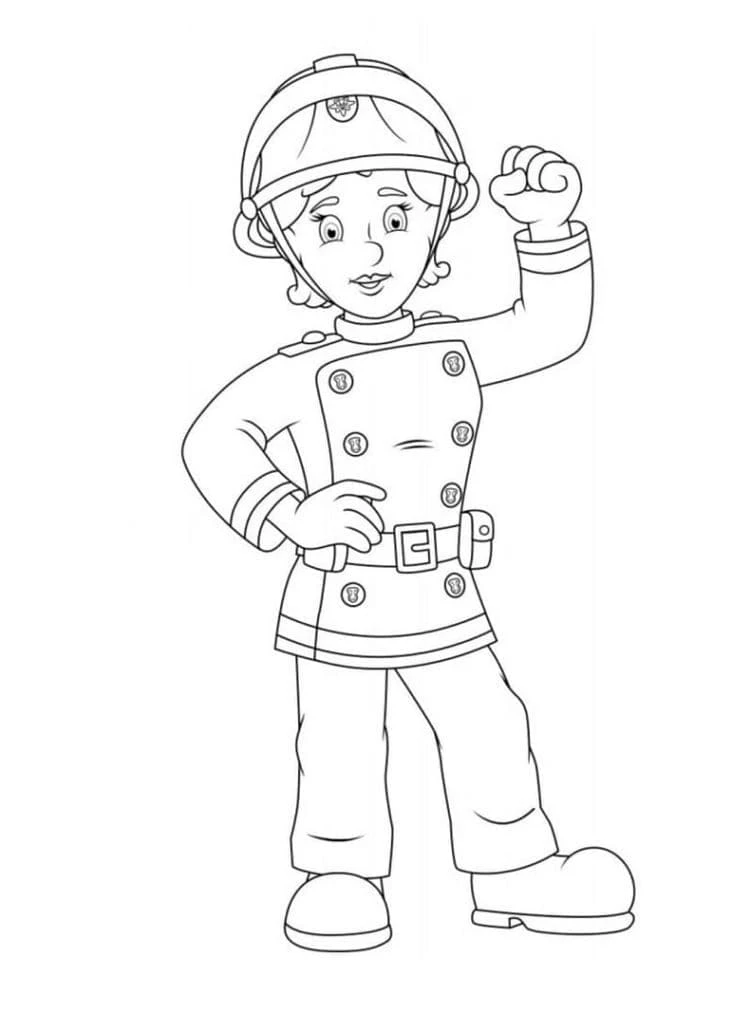 Penny Morris standing confidently in uniform coloring page