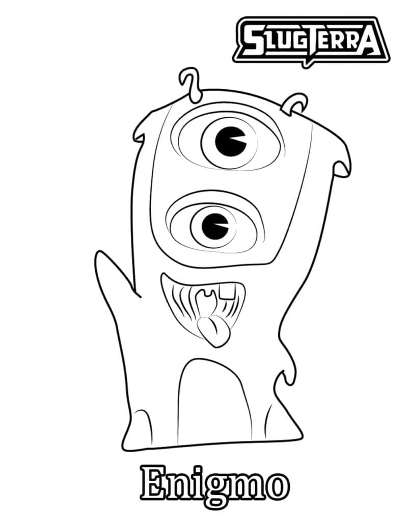 Enigmo standing with two big eyes coloring page