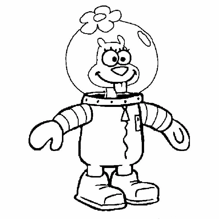 Sandy Cheeks in her space suit coloring page
