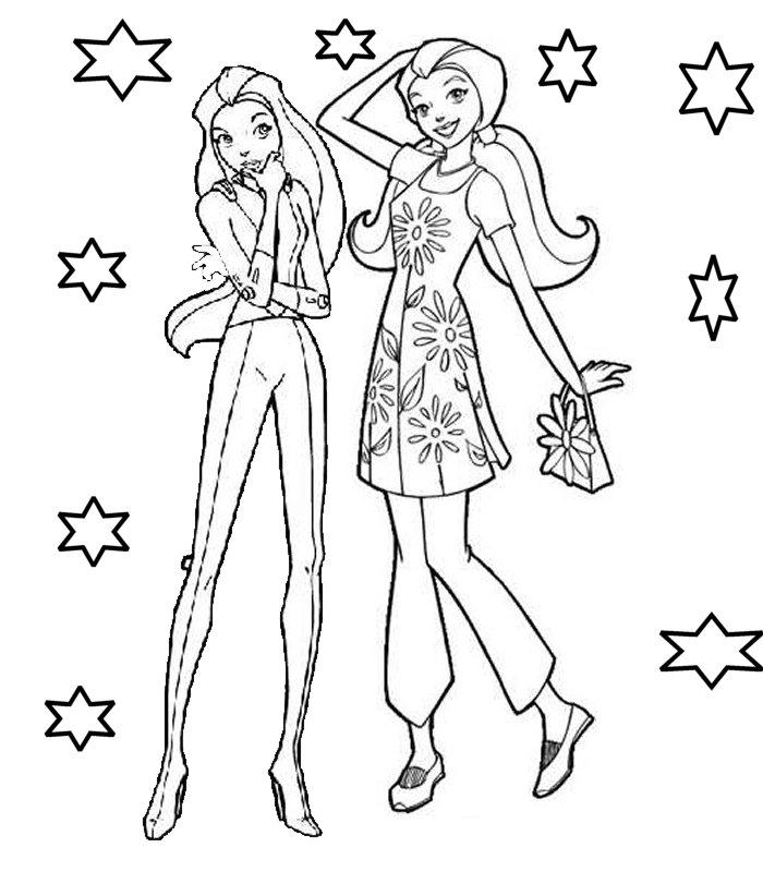 Totally Spies duo posing in stylish outfits coloring page Totally Spies duo posing in stylish outfits coloring page