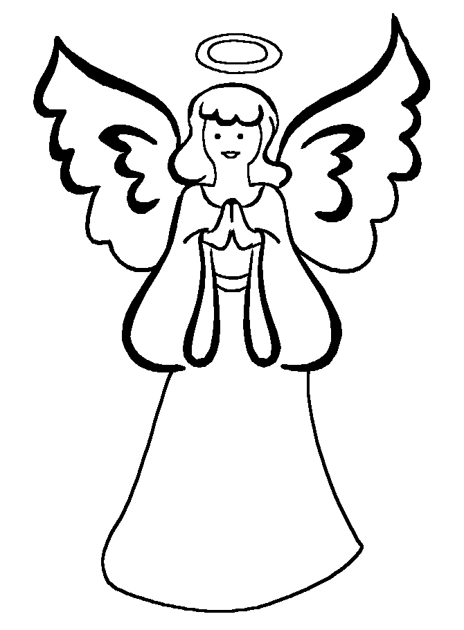 Angel praying with wings spread coloring page