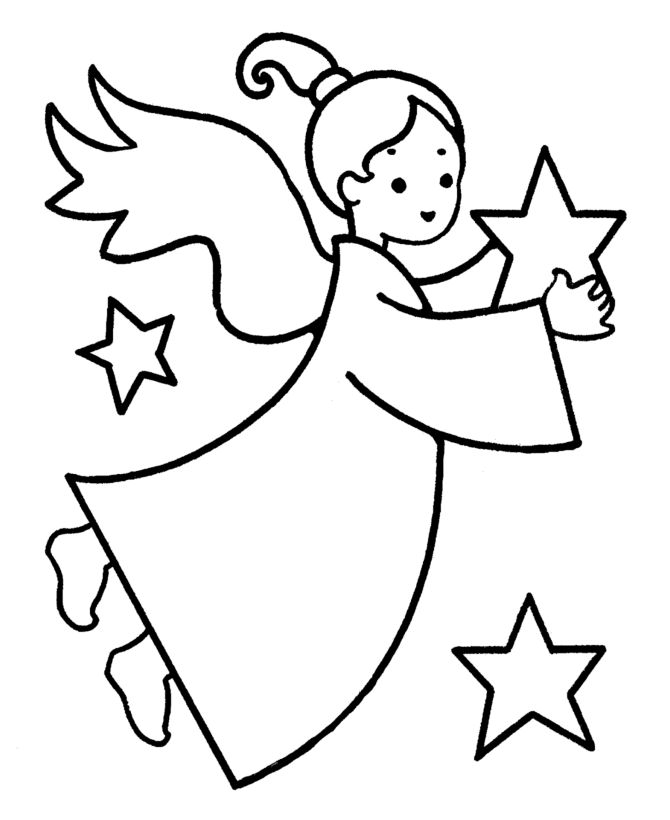 Angel holding a star coloring page