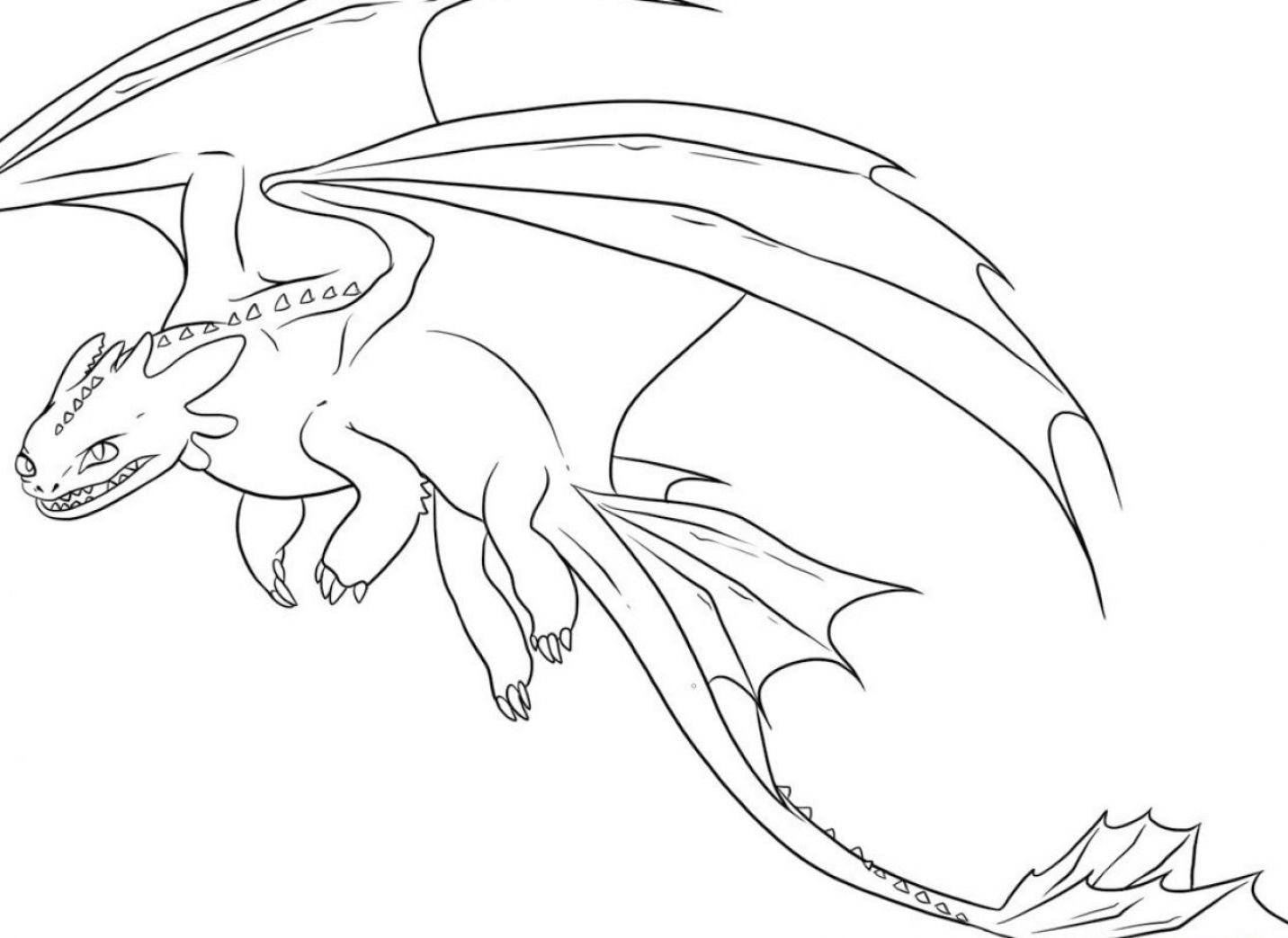 Toothless flying with wings spread coloring page