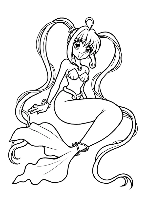 Mermaid with long flowing hair coloring page