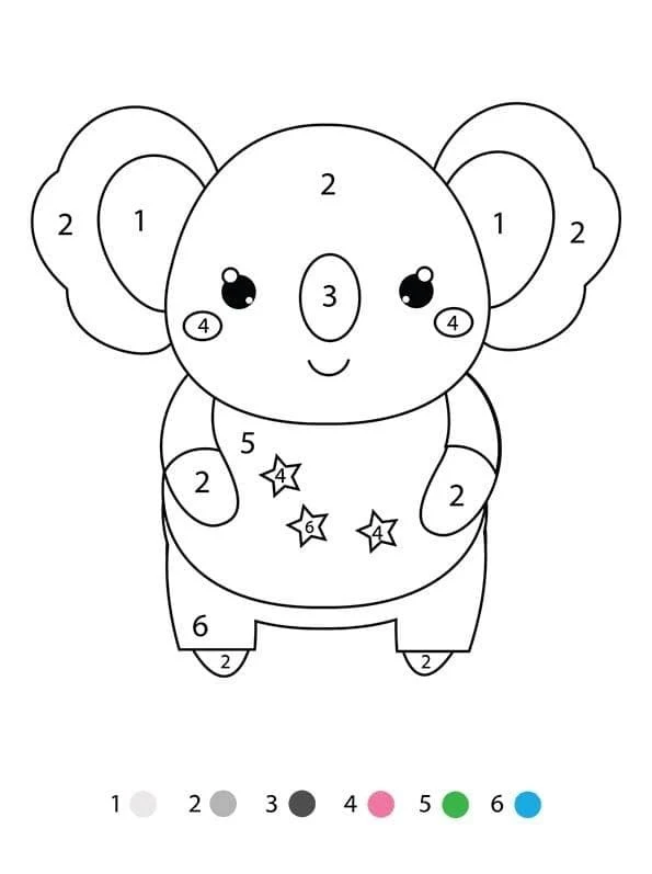 Cute koala with stars on its belly coloring page