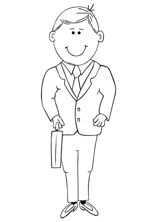 Dad in a suit with briefcase coloring page