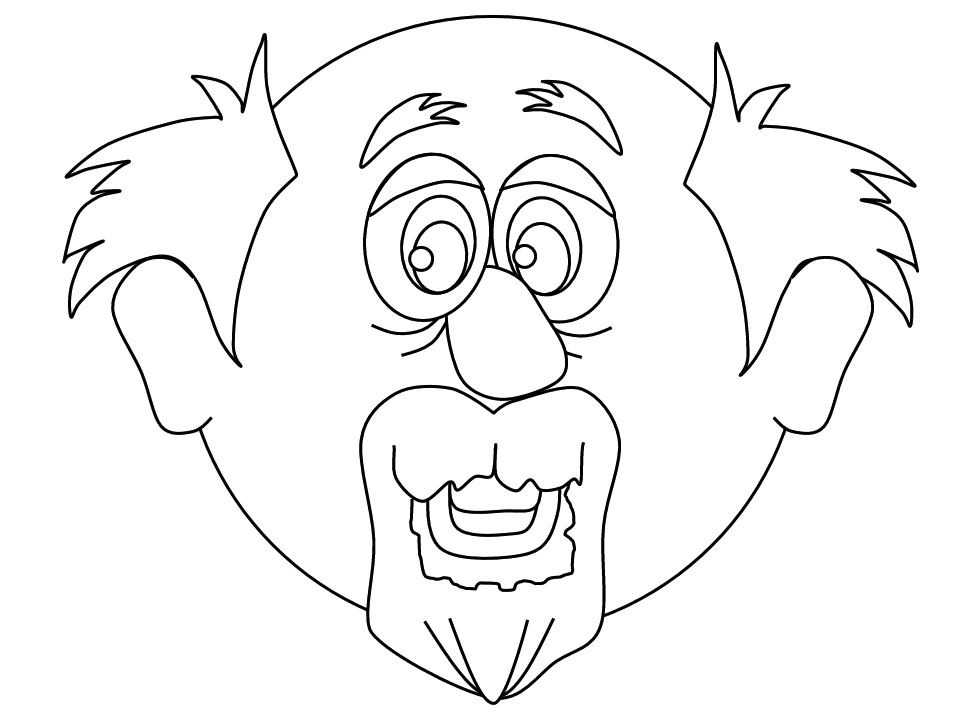 Grandfather's funny bald head with beard coloring page