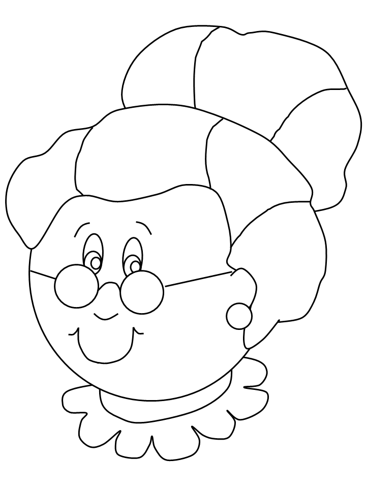 Grandmother's smiling face with glasses coloring page