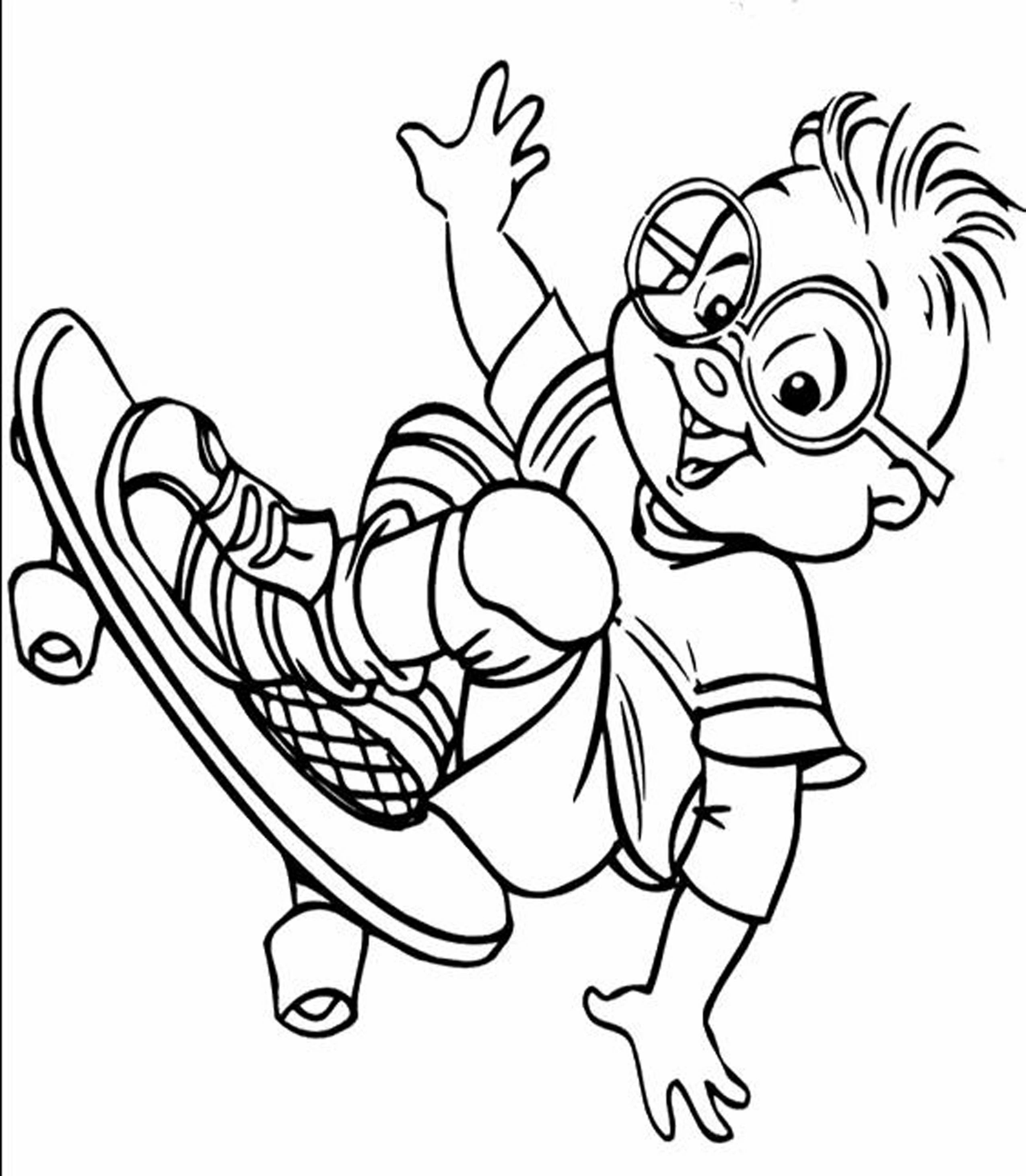 Simon on his skateboard coloring page