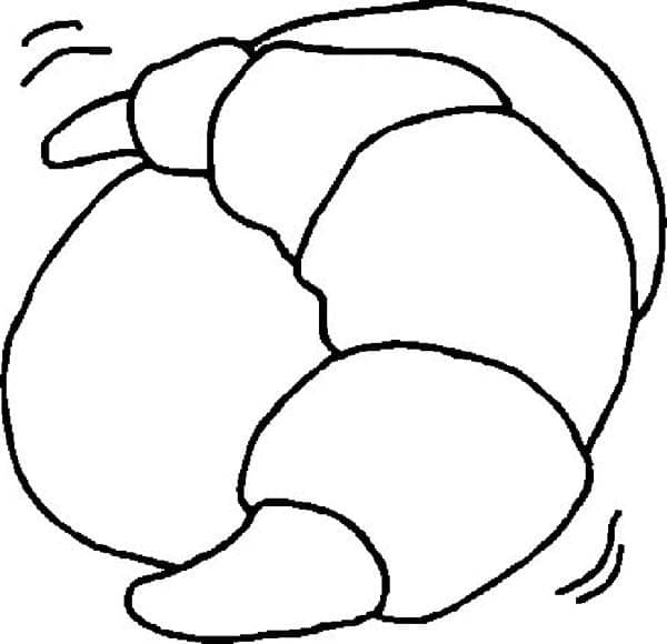 Croissant with steam lines coloring page