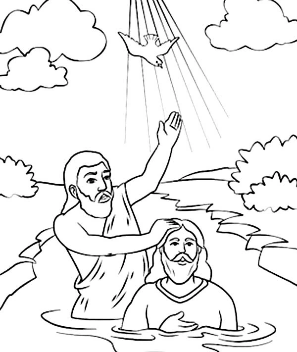 Baptism of Jesus by John the Baptist coloring page
