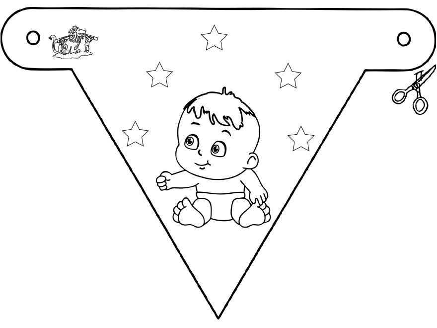 Baby flag banner with stars coloring page