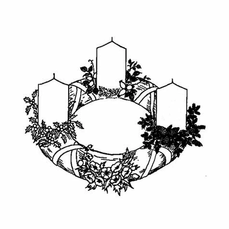 Christmas wreath with three candles coloring page Christmas wreath with three candles coloring page