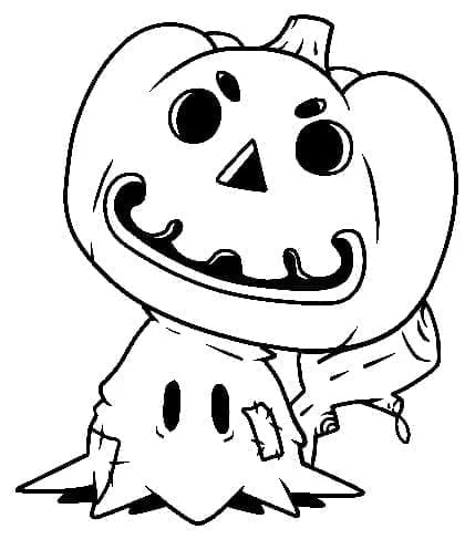Mimikyu with a pumpkin head for Halloween coloring page
