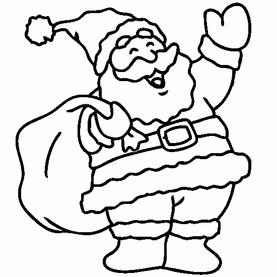 Santa Claus waving with his gift bag coloring page