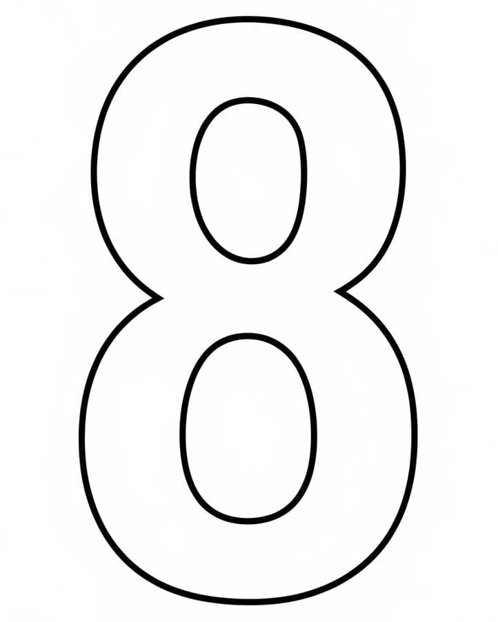 Number 8 in bold outline coloring page