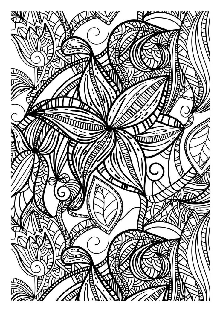 Flower mandala with intricate leaves coloring page