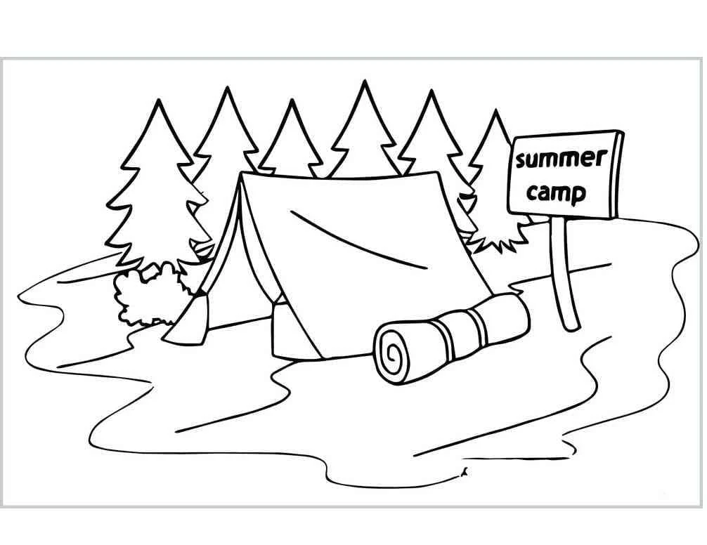 Tent at summer camp coloring page
