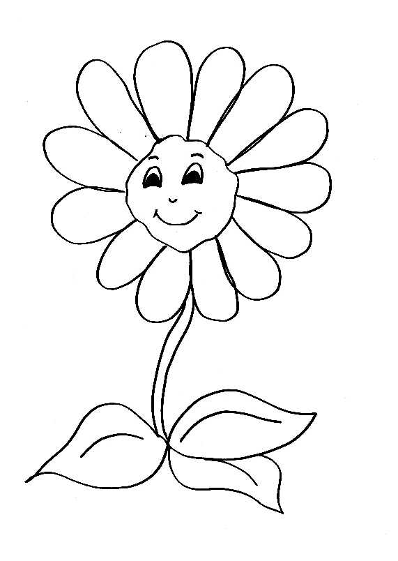 Smiling flower with big petals coloring page
