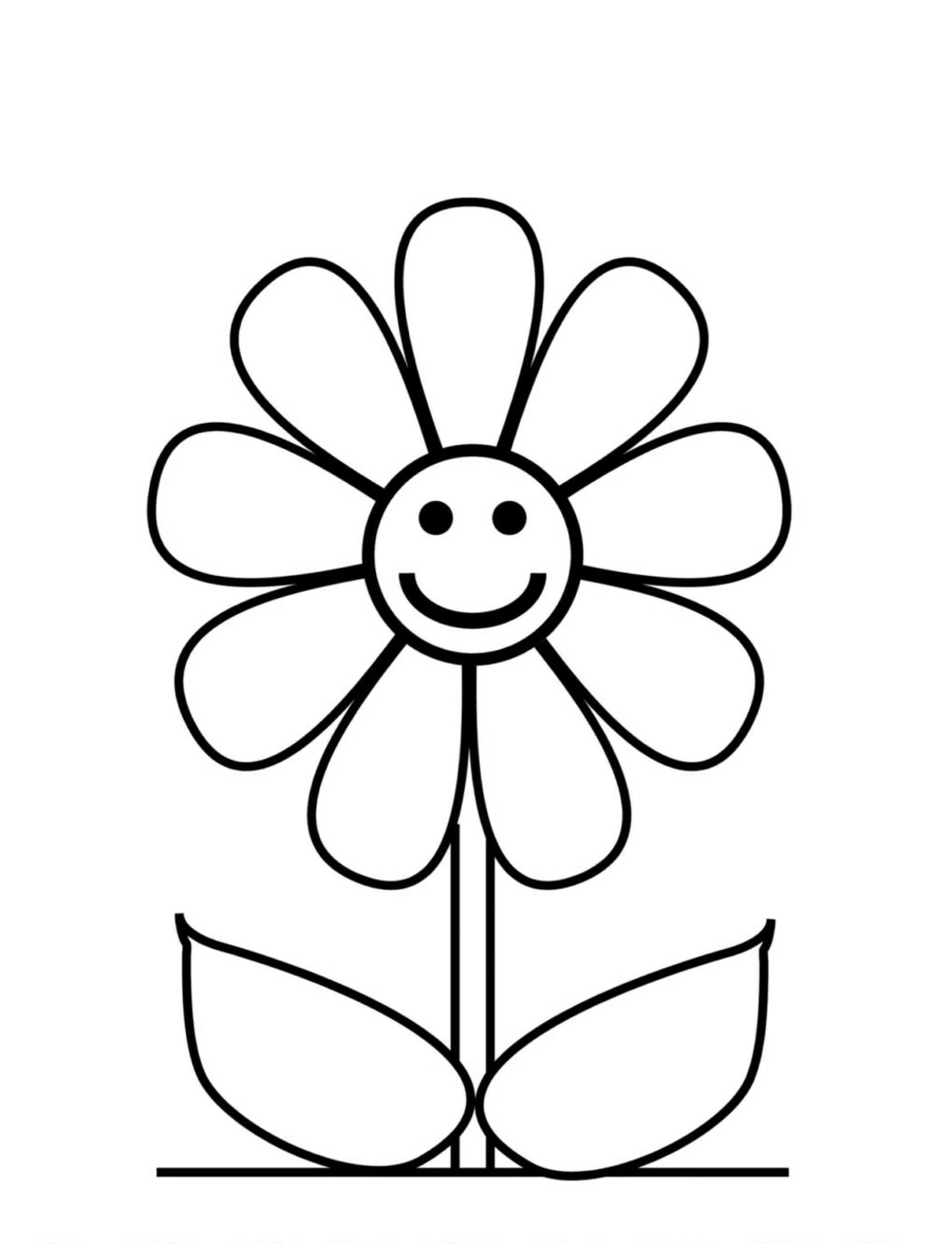 Smiling flower with wide petals coloring page