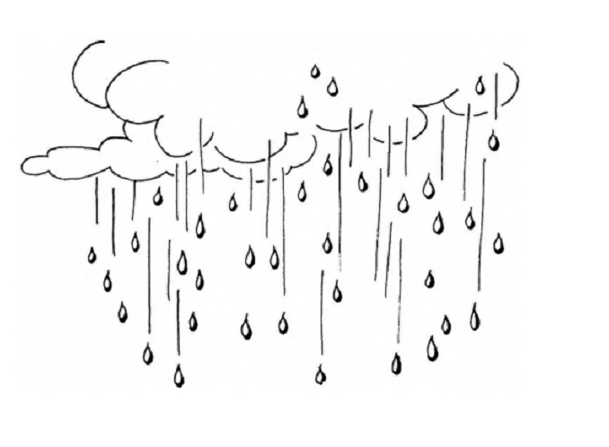 Rain falling from clouds coloring page