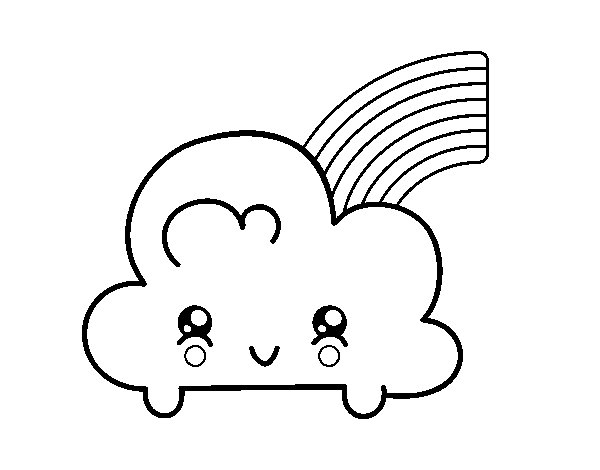 Kawaii cloud with rainbow coloring page