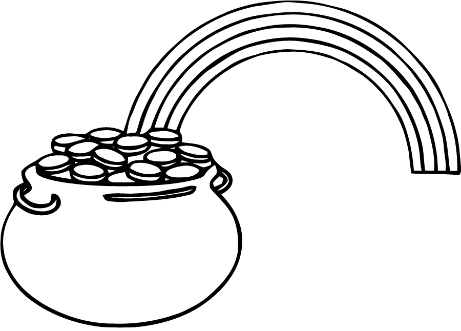Pot of gold with rainbow coloring page