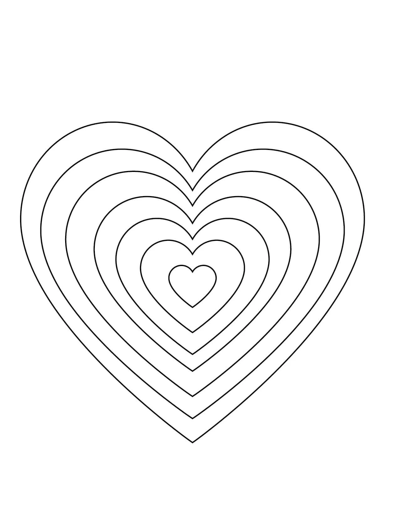 Rainbow-shaped heart with concentric bands coloring page Rainbow-shaped heart with concentric bands coloring page