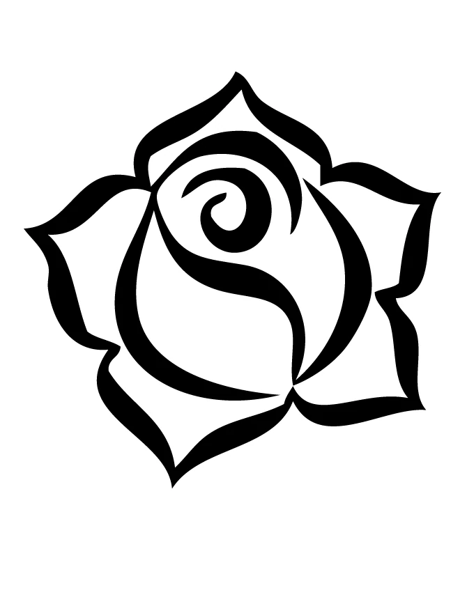 Rose in stylized tribal design coloring page