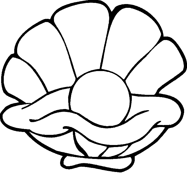 Shell with a round pearl inside coloring page