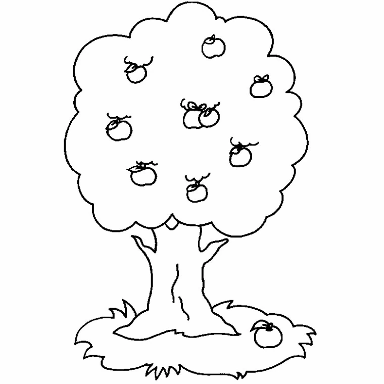 Apple tree full of fruit coloring page