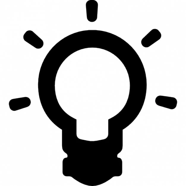 Light bulb with glowing rays coloring page