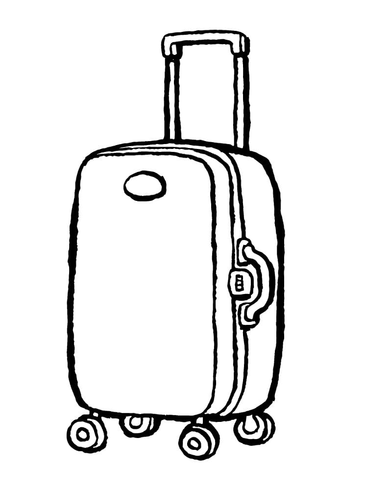 Suitcase with wheels and telescopic handle coloring page