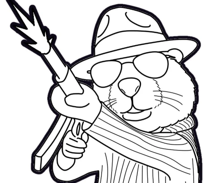 Bobrito Bandito holding a rifle coloring page