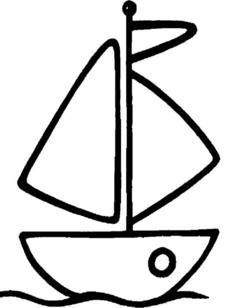 Two-sailed boat with flag and porthole coloring page