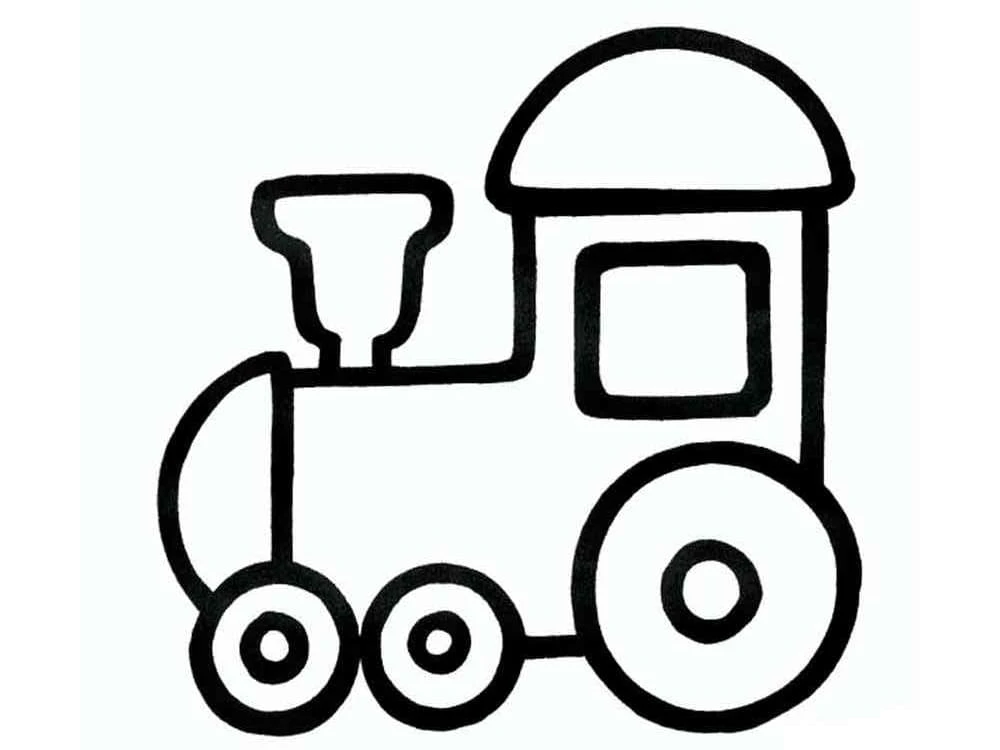 Simple toy train locomotive coloring page