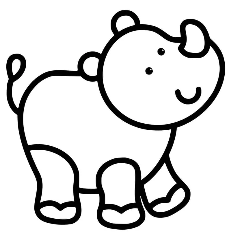 Simple baby rhinoceros coloring page Simple baby rhinoceros coloring page