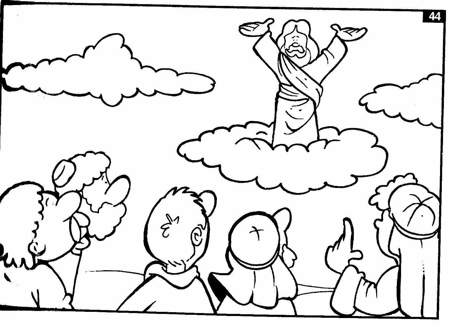 Jesus ascending into the clouds coloring page