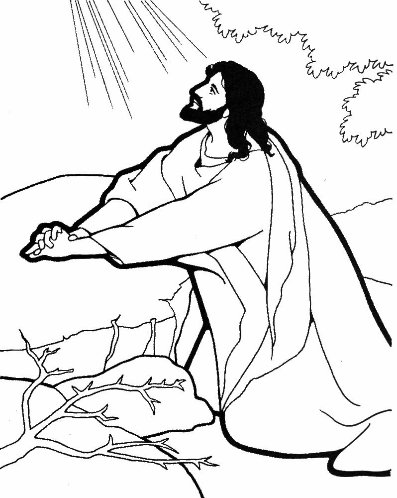 Jesus praying in the garden coloring page