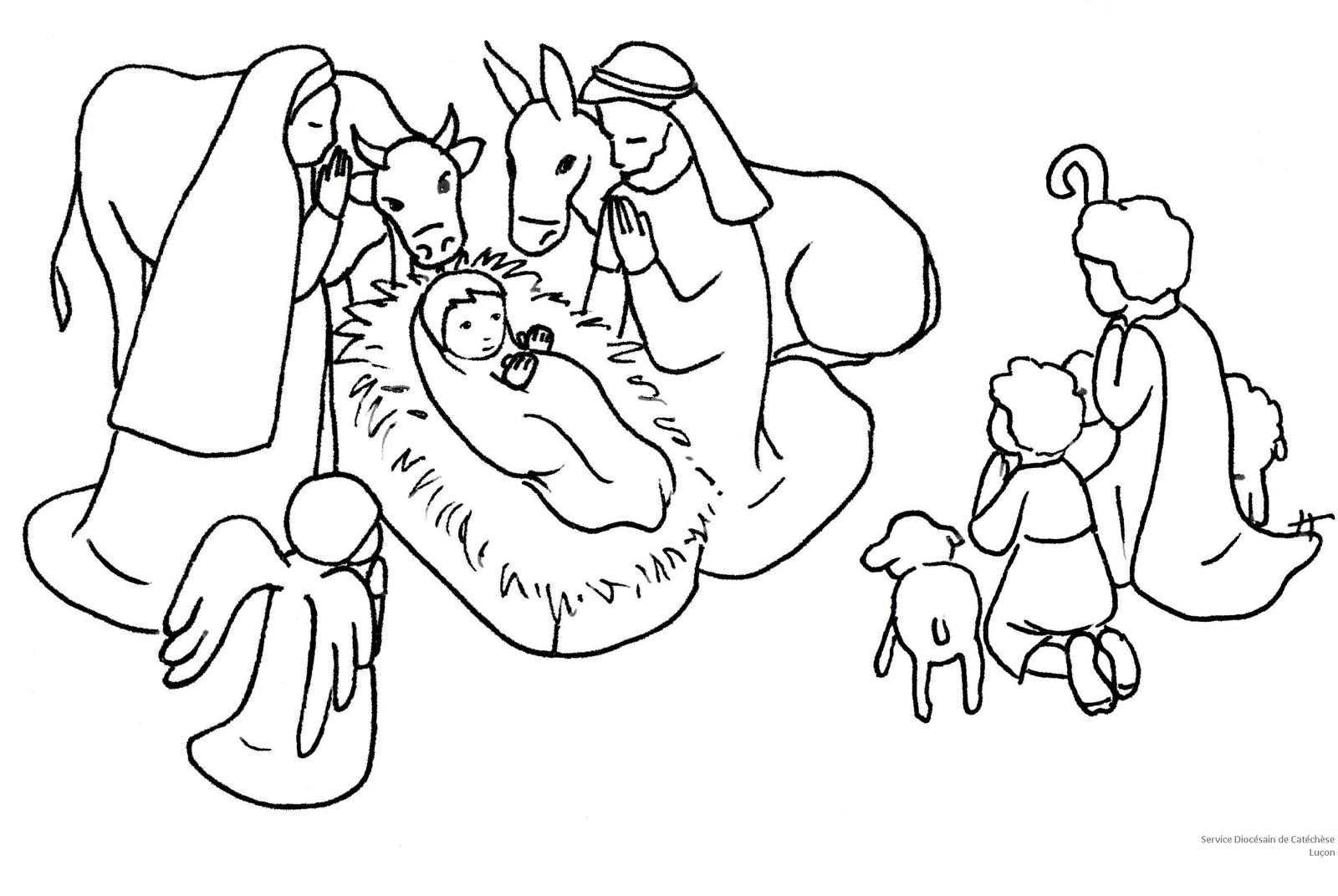 Jesus in the Nativity scene manger coloring page