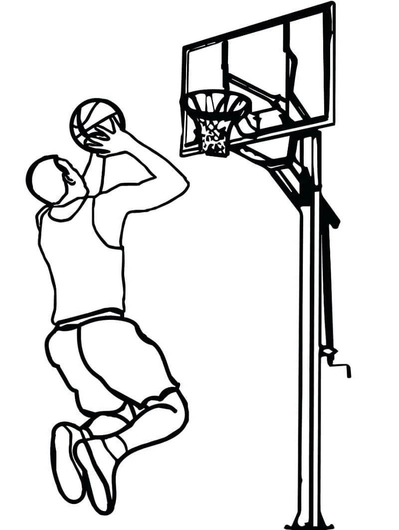 Basketball player dunking the ball coloring page Basketball player dunking the ball coloring page