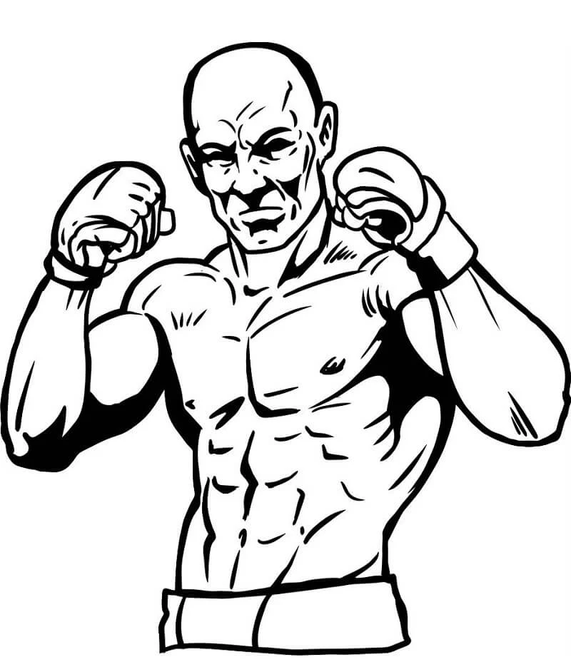 Boxer in fighting stance coloring page