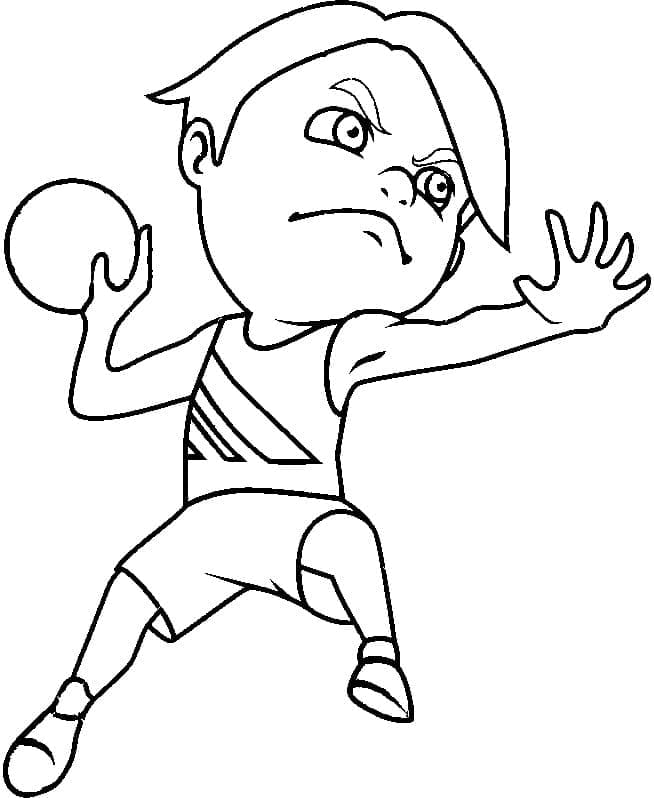 Boy playing handball coloring page