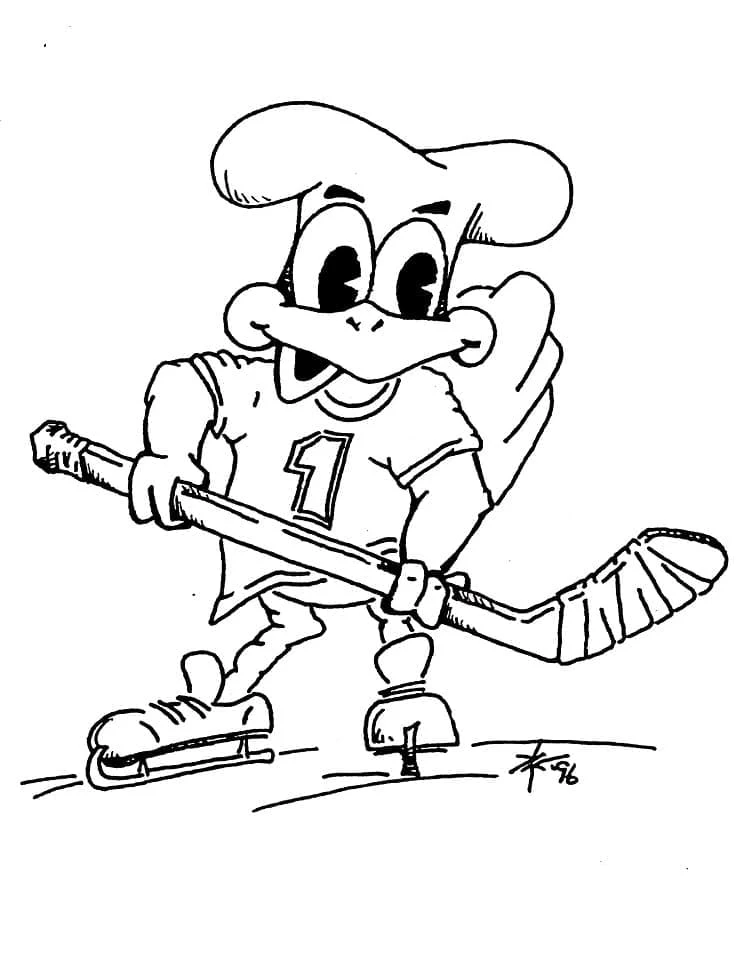 Turkey playing hockey coloring page