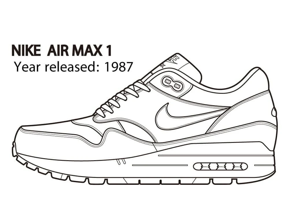 Nike Air Max 1 sneaker coloring page