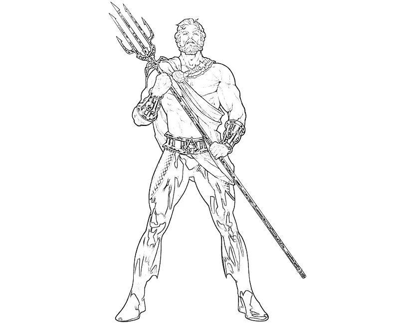 Aquaman holding his trident coloring page